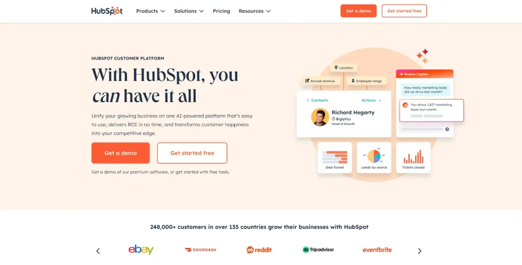 Hubspot front page