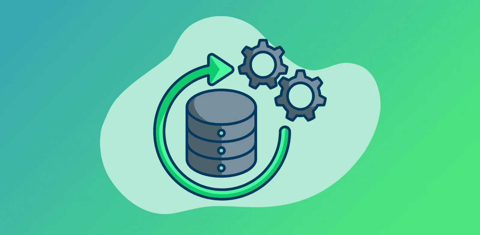 Banner image for blog post depicting a data storage stack with a green arrow circling towards gears.